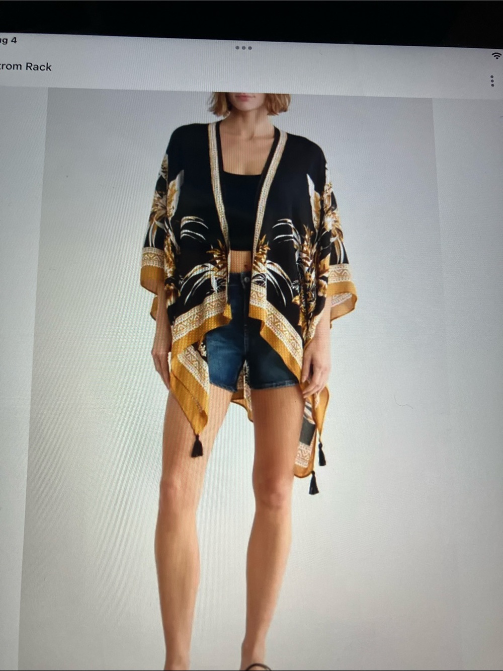 Vince Camuto Black Kimono with Gold-Trim